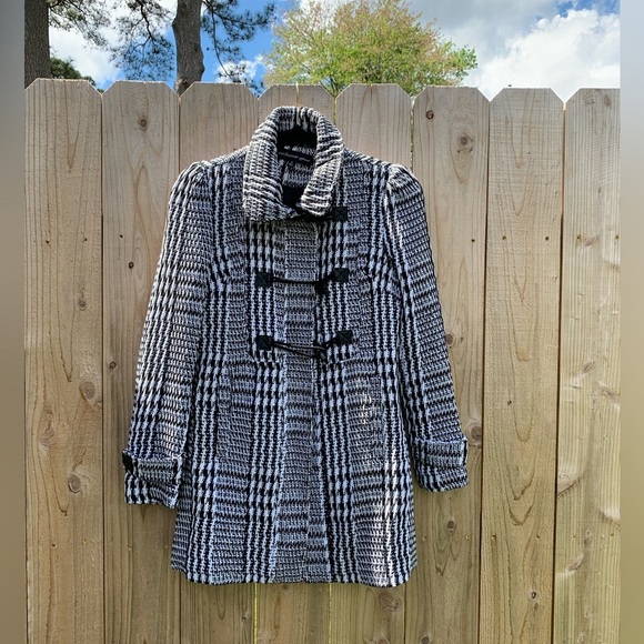 Ambiance Apparel Multi Color Blck/White Long Sleeve Blazer Jacket Sz small tweed - Picture 2 of 8